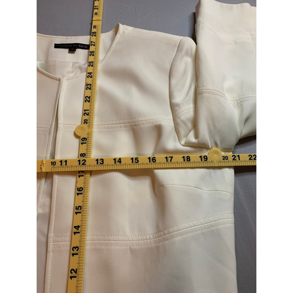 Preston & York Womens White Cropped Jacket Blazer‎ Open Front Size 14 - Picture 4 of 7